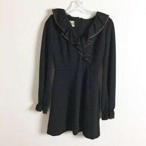 Vintage 80s ACT I New York Black With Maroon Dress - Size 5 Ruffles